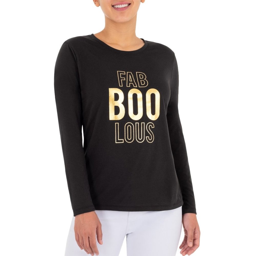 Long sleeve FAB BOO LOUS Halloween T-shirt  Size S M L XL XXL XXXL black NWT